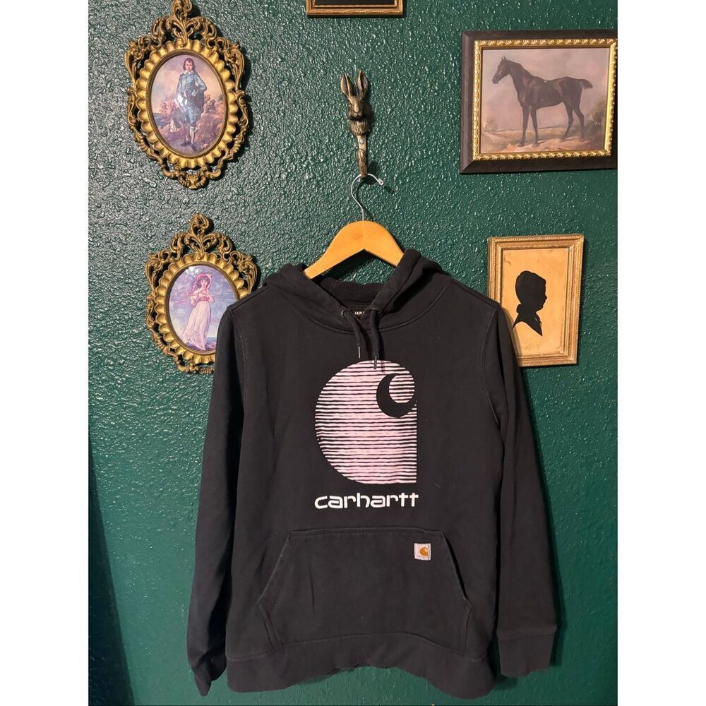 Carhartt Black Big Logo Hoodie Size XL